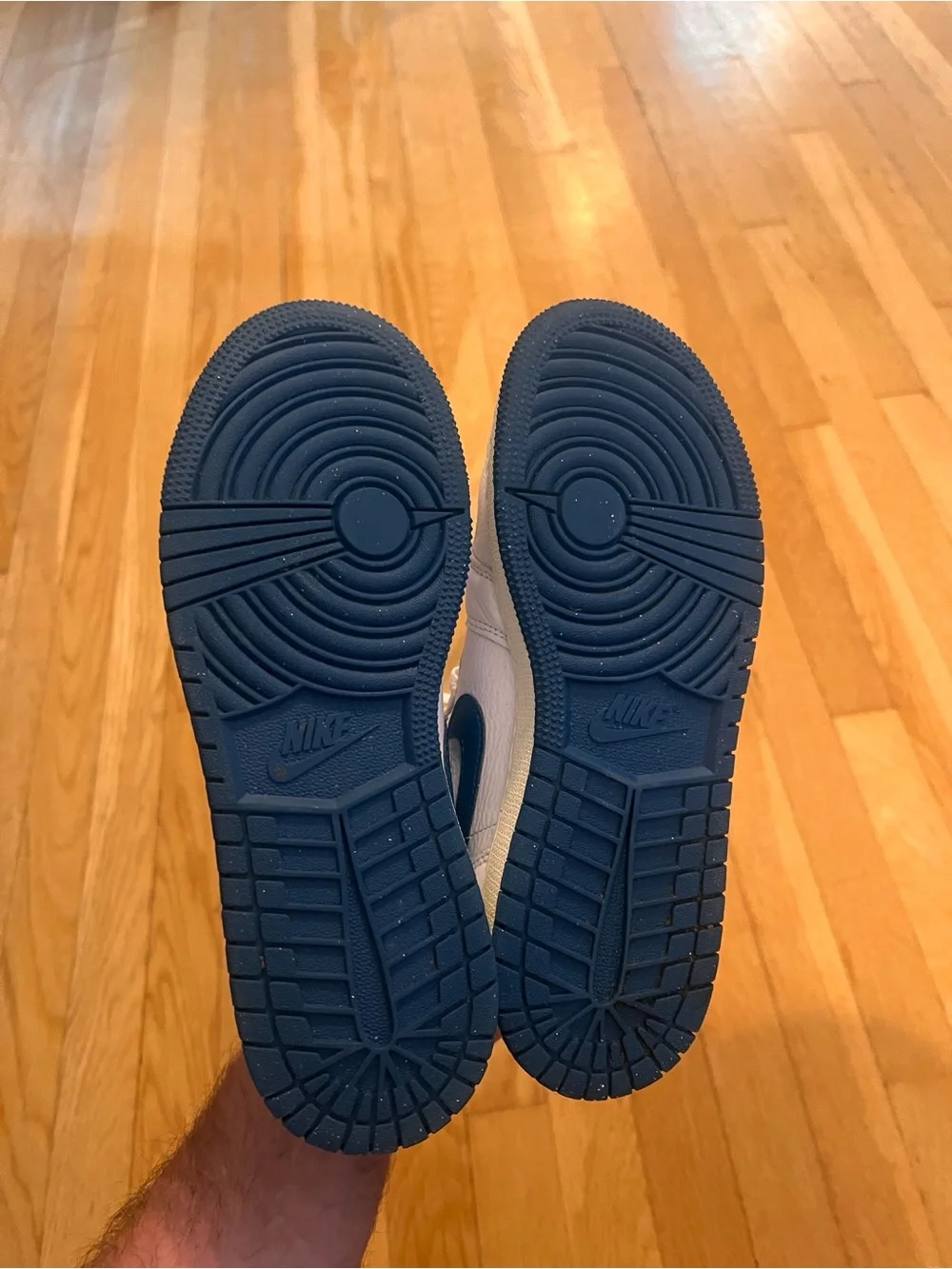 Jordan Kids' White and Navy High-Top Sneakers Size 5.5